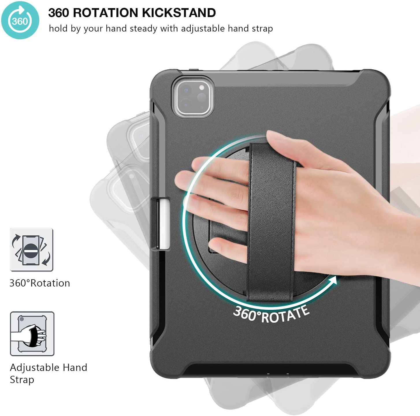 Custodia per iPad PRO 12.9” Antiurto con Cinturino a Mano - immagine 2