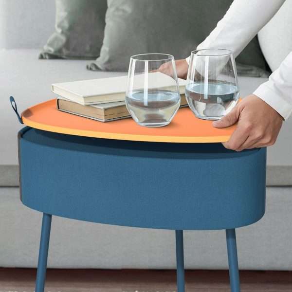 Tavolino con Altoparlanti Bluetooth 4.2 Ricarica Wireless USB Azzurro - immagine 3