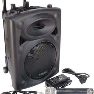 Impianto Audio Portatile Cassa Attiva (400 Watt, Ingressi Usb Sd Mp3, 2 Microfoni, Batteria Integrata, Telecomando)