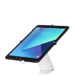 Supporto da tavolo bianco a "tocco libero" con sistema anti taccheggio per Smartphone, iPad e Tablet