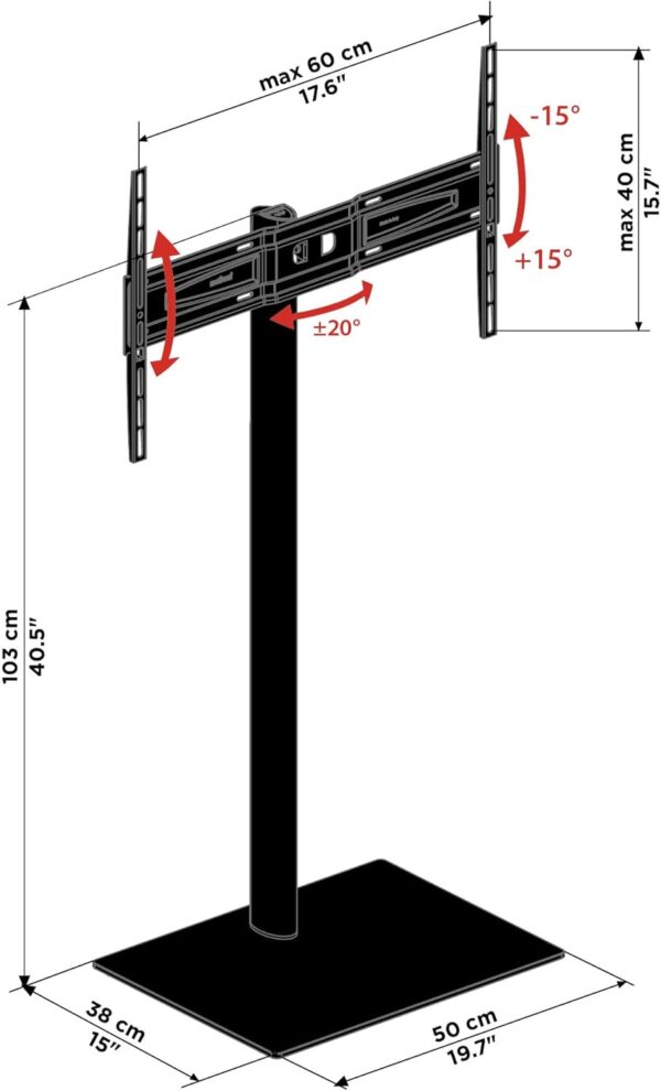 Stand Da Pavimento Pro Per Monitor Da 50" A 82" - Orientamento Orizzontale O Verticale Del Monitor -   Base Rettangolare Senza Ruote - Nero/Antracite - immagine 3