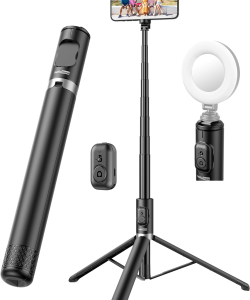 TREPPIEDE CON TELECOMANDO WIRELESS, SELFIE STICK ESTENSIBILE ROTAZIONE A 270°