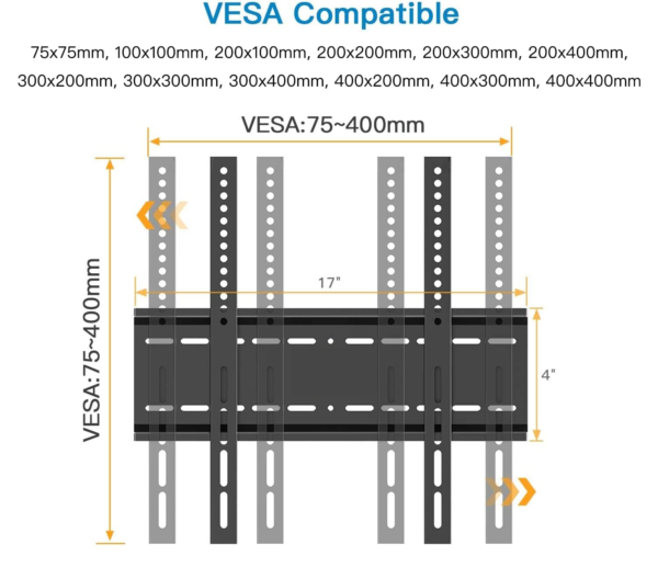 Supporto da Parete per MONITOR/TV 24-55 pollici - Max VESA 400x400mm Peso fino a 50 kg - immagine 2