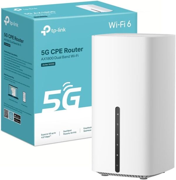 ROUTER 5G WI-FI 6 AX1800 MBPS CON SIM, DUAL BAND, PLUG & PLAY, PORTA GIGABIT WAN/LAN, 4K-QAM