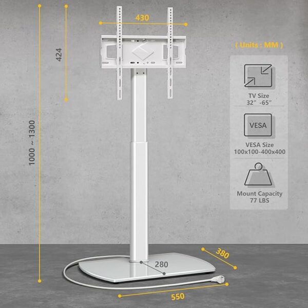 Supporto da Pavimento Per MONITOR DA 32" a 65" - Bianco - immagine 2